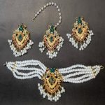 Premium Pearl Choker Set with Earrings & Maang Tikka - Image 4