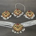 Premium Pearl Choker Set with Earrings & Maang Tikka