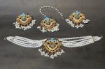 Premium Pearl Choker Set with Earrings & Maang Tikka - Image 7